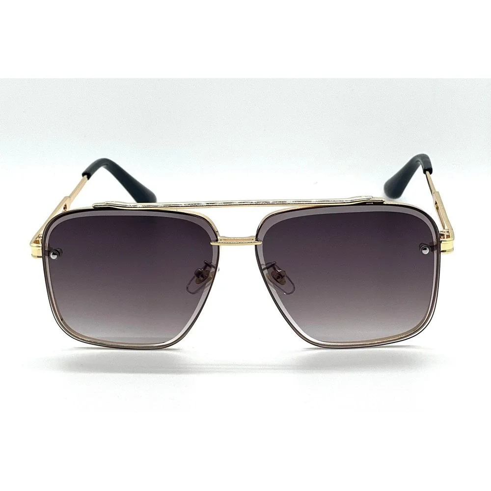 Square Fashion‎ Sunglasses Gold Frame Gray Gradient Lens Fashion Shades Classic